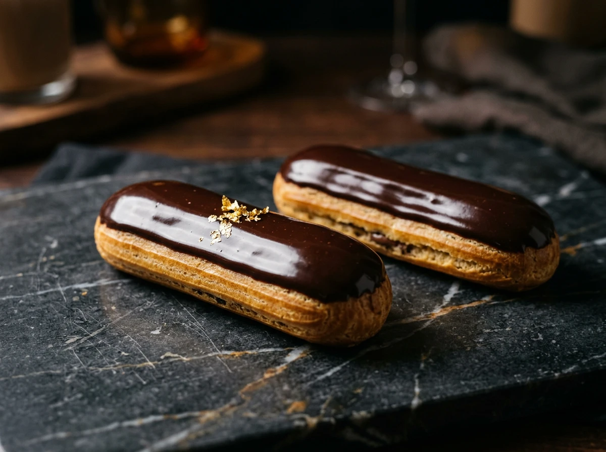 Éclairs au chocolat avec glaçage ganache brillant